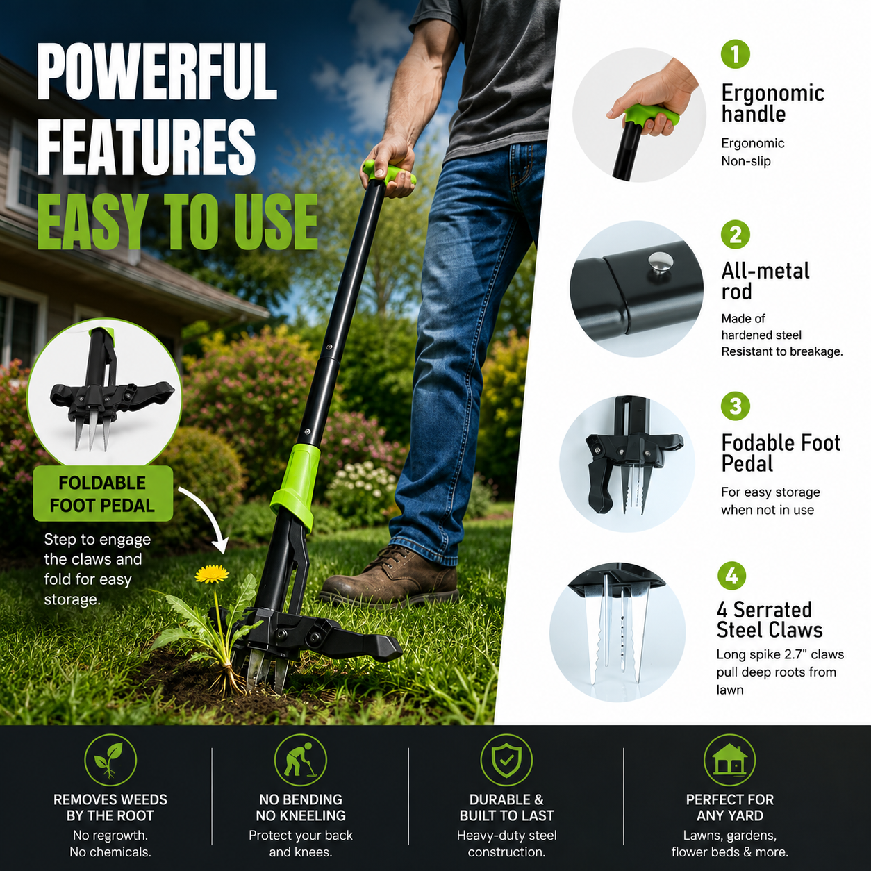 Stand Up Yard Weeding Tool Wee - Gardening Tools To Remove Grass recensione e prezzo