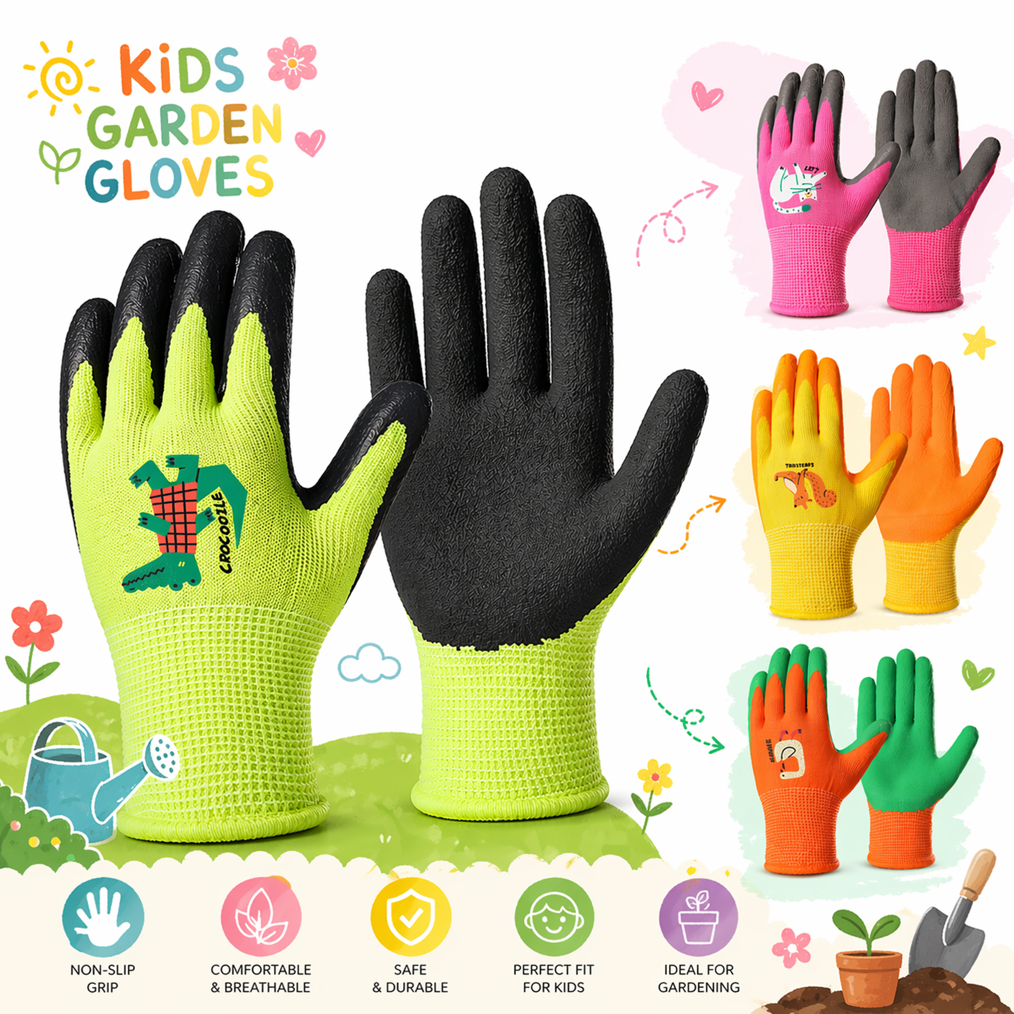 4 Pairs Kids Gardening Gloves  - Gardening Tools Kids recensione e prezzo