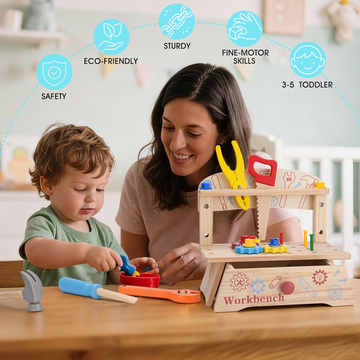 Wooden Tool Bench for Kids,Mon - Gardening Tools Kids recensione e prezzo