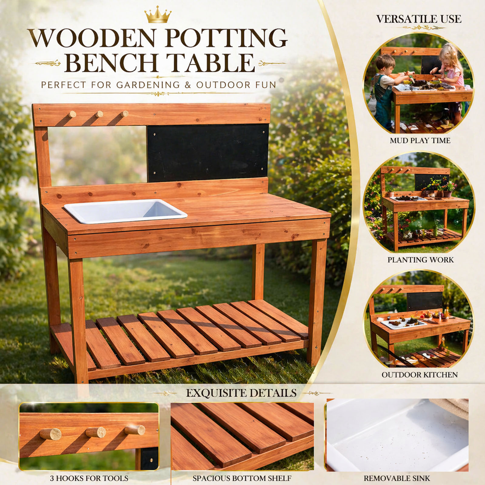 Wooden Potting Benches For Chi - Gardening Tools Kids recensione e prezzo